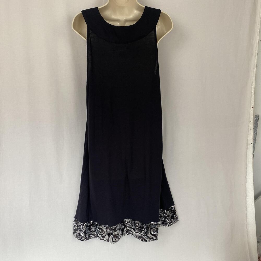 Cruise Wear Co Dress Womens XL Black Sequin Sleeveless Glam Resort Artsy Sheer - Picture 2 of 11